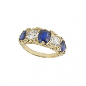 18k Yellow Gold Sapphire & Diamond Ring